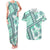 Hawaii Quilt Couples Matching Tank Maxi Dress and Hawaiian Shirt Kakau Polynesian Pattern Teal Version LT01 Teal - Polynesian Pride