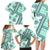 Hawaii Quilt Family Matching Long Sleeve Bodycon Dress and Hawaiian Shirt Kakau Polynesian Pattern Teal Version LT01 - Polynesian Pride