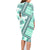 Hawaii Quilt Family Matching Long Sleeve Bodycon Dress and Hawaiian Shirt Kakau Polynesian Pattern Teal Version LT01 - Polynesian Pride