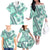 Hawaii Quilt Family Matching Off Shoulder Long Sleeve Dress and Hawaiian Shirt Kakau Polynesian Pattern Teal Version LT01 - Polynesian Pride