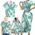 Hawaii Quilt Family Matching Short Sleeve Bodycon Dress and Hawaiian Shirt Kakau Polynesian Pattern Teal Version LT01 - Polynesian Pride