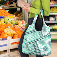 Hawaii Quilt Grocery Bag Kakau Polynesian Pattern Teal Version