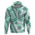 Hawaii Quilt Hoodie Kakau Polynesian Pattern Teal Version LT01 Zip Hoodie Teal - Polynesian Pride