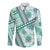 Hawaii Quilt Long Sleeve Button Shirt Kakau Polynesian Pattern Teal Version LT01 Unisex Teal - Polynesian Pride