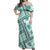 Hawaii Quilt Off Shoulder Maxi Dress Kakau Polynesian Pattern Teal Version LT01 Women Teal - Polynesian Pride