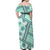 Hawaii Quilt Off Shoulder Maxi Dress Kakau Polynesian Pattern Teal Version LT01 - Polynesian Pride