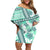 Hawaii Quilt Off Shoulder Short Dress Kakau Polynesian Pattern Teal Version LT01 Women Teal - Polynesian Pride