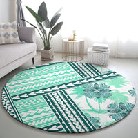 Hawaii Quilt Round Carpet Kakau Polynesian Pattern Teal Version LT01 - Polynesian Pride