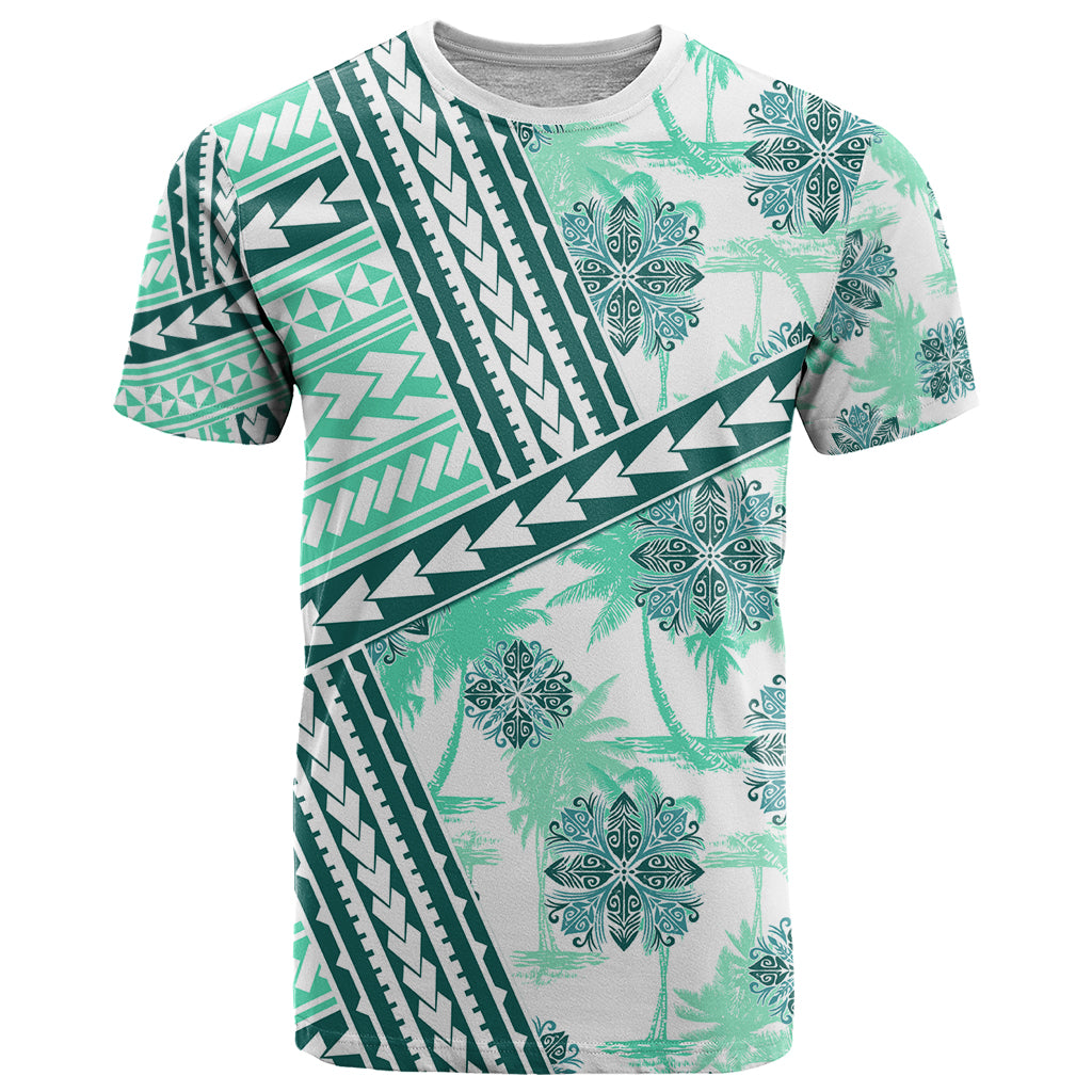 Hawaii Quilt T Shirt Kakau Polynesian Pattern Teal Version LT01 Teal - Polynesian Pride