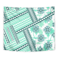 Hawaii Quilt Tapestry Kakau Polynesian Pattern Teal Version LT01 - Polynesian Pride