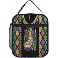 Mardi Gras Skull Lunch Bag Beads Fleur De Lis LT01 10.2 × 8.3 × 4.3 inch Colorful - Polynesian Pride