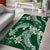 Polynesian Hawaiian Plumeria Tribal Pattern Area Rug Green Version