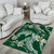 Polynesian Hawaiian Plumeria Tribal Pattern Area Rug Green Version