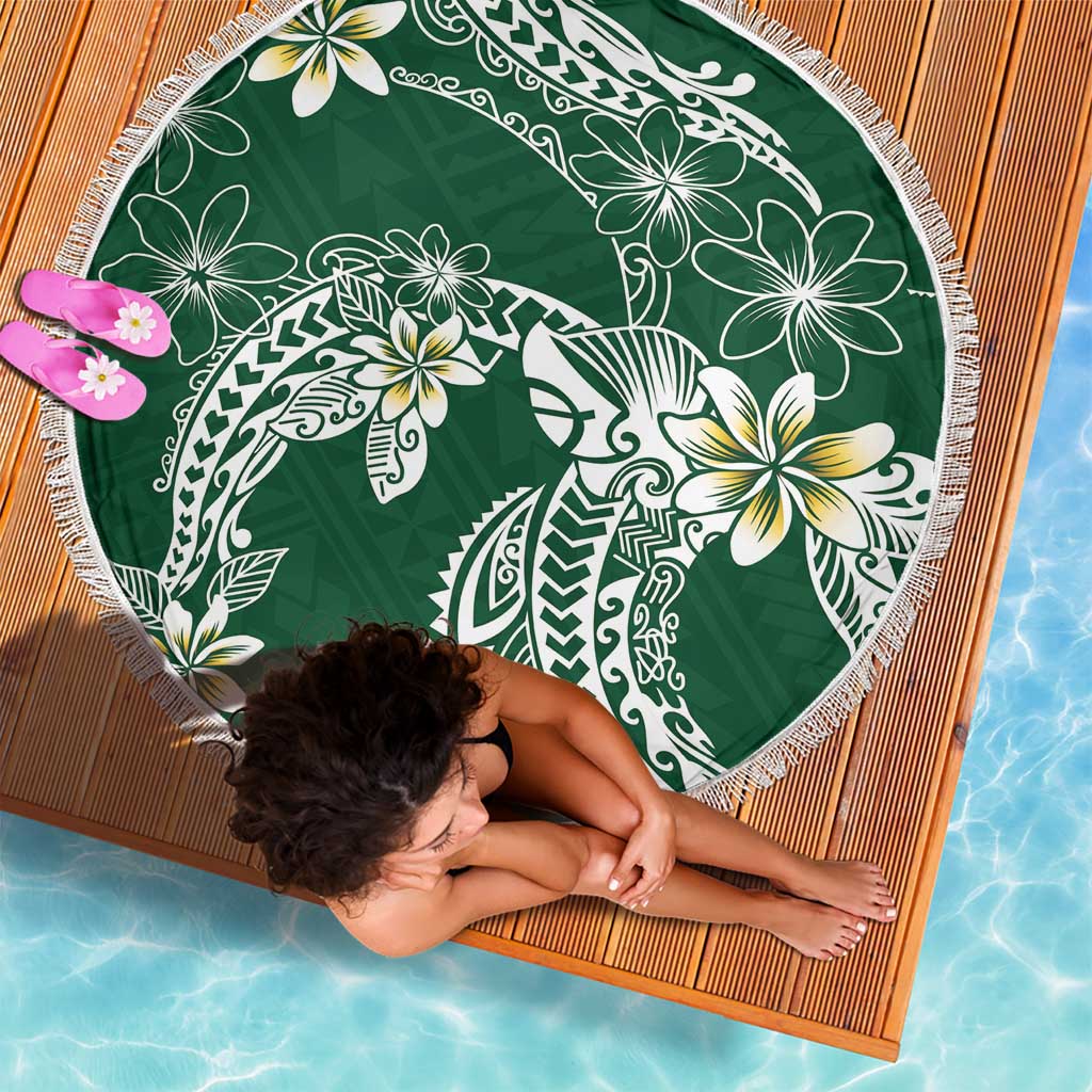 Polynesian Hawaiian Plumeria Tribal Pattern Beach Blanket Green Version LT01 - Polynesian Pride