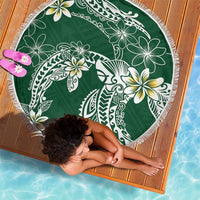 Polynesian Hawaiian Plumeria Tribal Pattern Beach Blanket Green Version LT01 - Polynesian Pride
