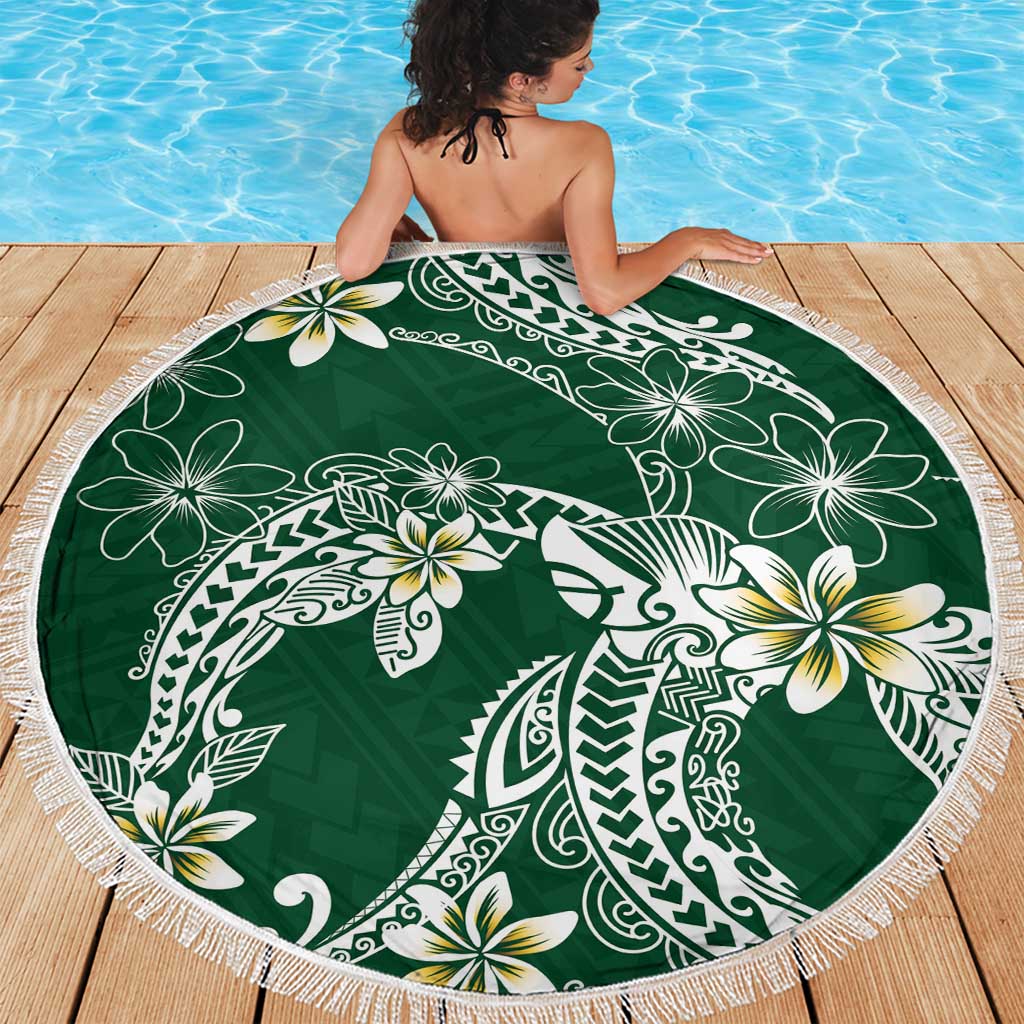 Polynesian Hawaiian Plumeria Tribal Pattern Beach Blanket Green Version LT01 - Polynesian Pride