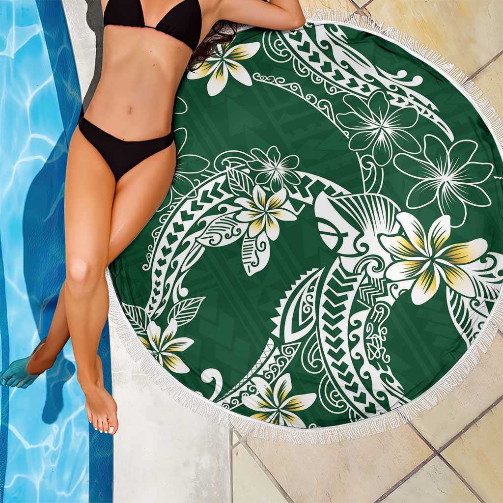Polynesian Hawaiian Plumeria Tribal Pattern Beach Blanket Green Version LT01 - Polynesian Pride