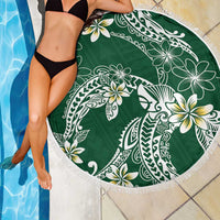 Polynesian Hawaiian Plumeria Tribal Pattern Beach Blanket Green Version LT01 - Polynesian Pride