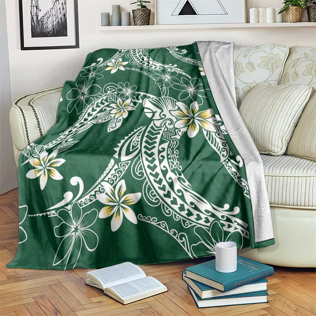 Polynesian Hawaiian Plumeria Tribal Pattern Blanket Green Version LT01 Green - Polynesian Pride