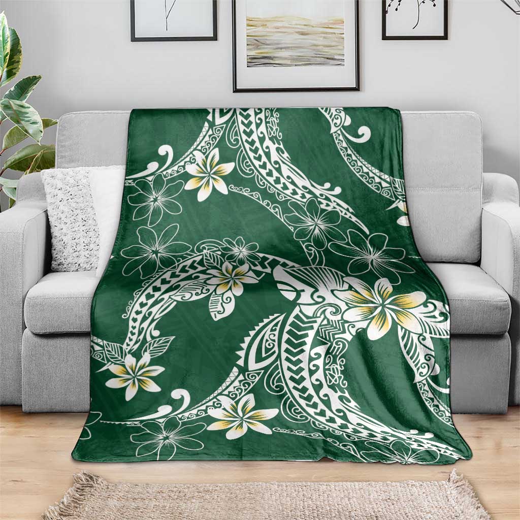 Polynesian Hawaiian Plumeria Tribal Pattern Blanket Green Version LT01 - Polynesian Pride