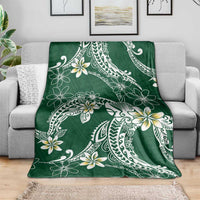 Polynesian Hawaiian Plumeria Tribal Pattern Blanket Green Version LT01 - Polynesian Pride