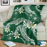 Polynesian Hawaiian Plumeria Tribal Pattern Blanket Green Version LT01 - Polynesian Pride