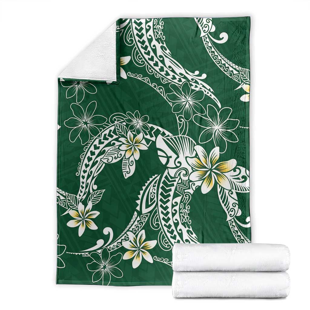 Polynesian Hawaiian Plumeria Tribal Pattern Blanket Green Version LT01 - Polynesian Pride