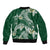 Polynesian Hawaiian Plumeria Tribal Pattern Bomber Jacket Green Version