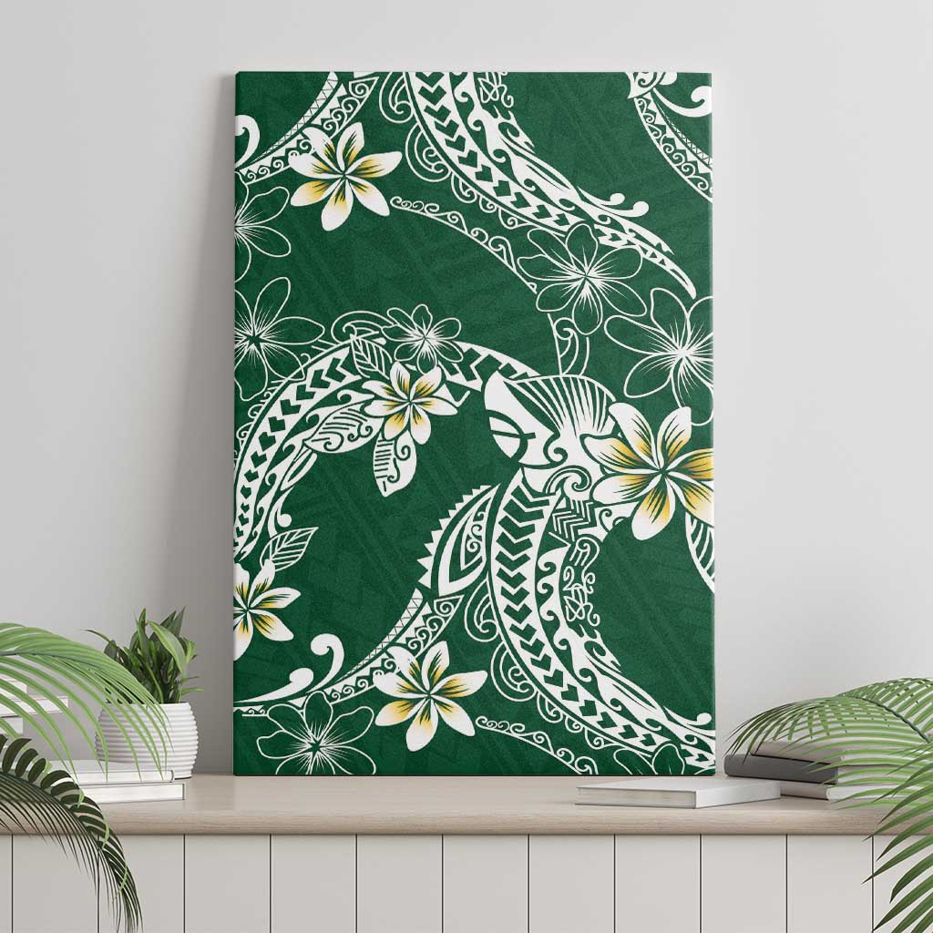 Polynesian Hawaiian Plumeria Tribal Pattern Canvas Wall Art Green Version LT01 - Polynesian Pride