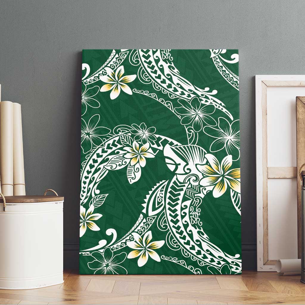Polynesian Hawaiian Plumeria Tribal Pattern Canvas Wall Art Green Version LT01 - Polynesian Pride