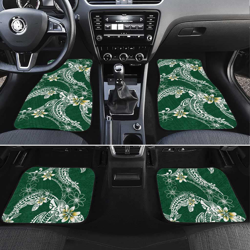 Polynesian Hawaiian Plumeria Tribal Pattern Car Mats Green Version