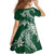 Polynesian Hawaiian Plumeria Tribal Pattern Family Matching Off Shoulder Short Dress and Hawaiian Shirt Green Version