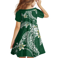 Polynesian Hawaiian Plumeria Tribal Pattern Family Matching Puletasi and Hawaiian Shirt Green Version