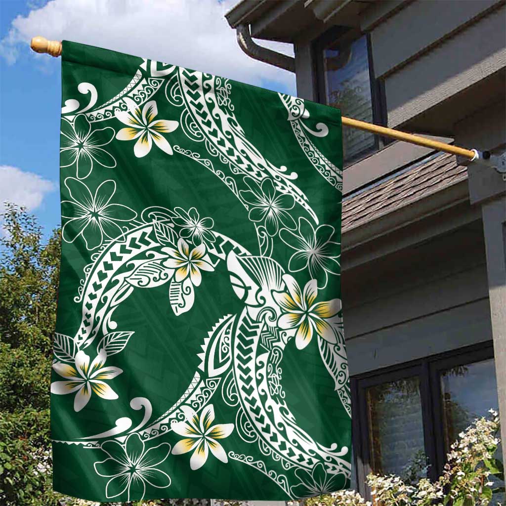 Polynesian Hawaiian Plumeria Tribal Pattern Garden Flag Green Version LT01 - Polynesian Pride