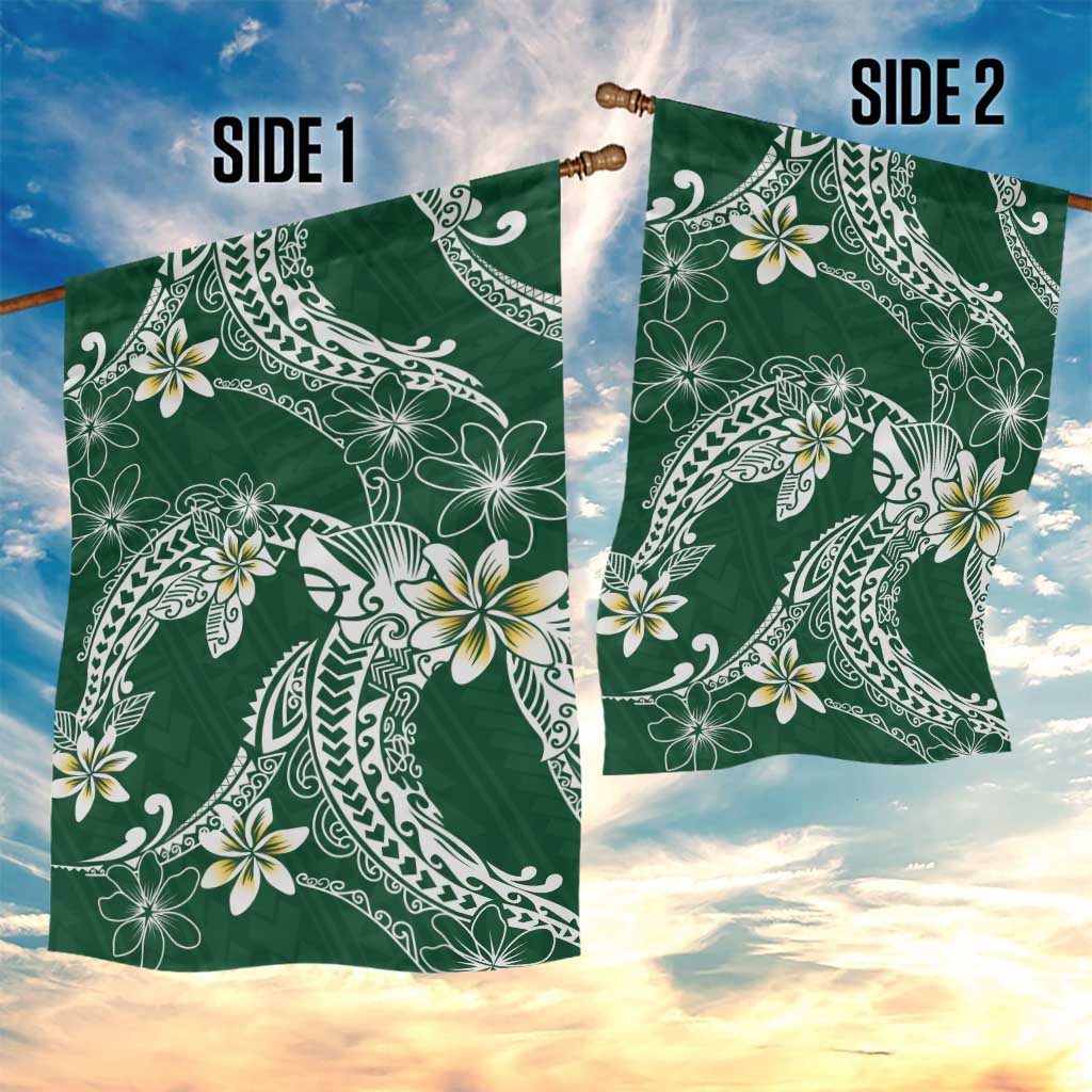 Polynesian Hawaiian Plumeria Tribal Pattern Garden Flag Green Version LT01 - Polynesian Pride