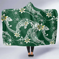 Polynesian Hawaiian Plumeria Tribal Pattern Hooded Blanket Green Version LT01 One Size Green - Polynesian Pride