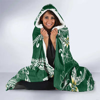 Polynesian Hawaiian Plumeria Tribal Pattern Hooded Blanket Green Version LT01 - Polynesian Pride