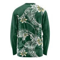Polynesian Hawaiian Plumeria Tribal Pattern Long Sleeve Shirt Green Version LT01 - Polynesian Pride
