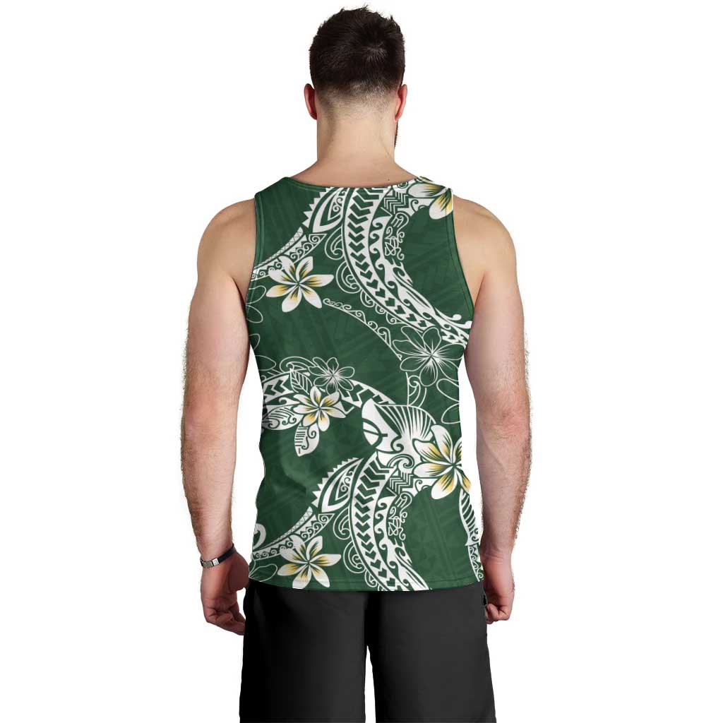 Polynesian Hawaiian Plumeria Tribal Pattern Men Tank Top Green Version LT01 - Polynesian Pride