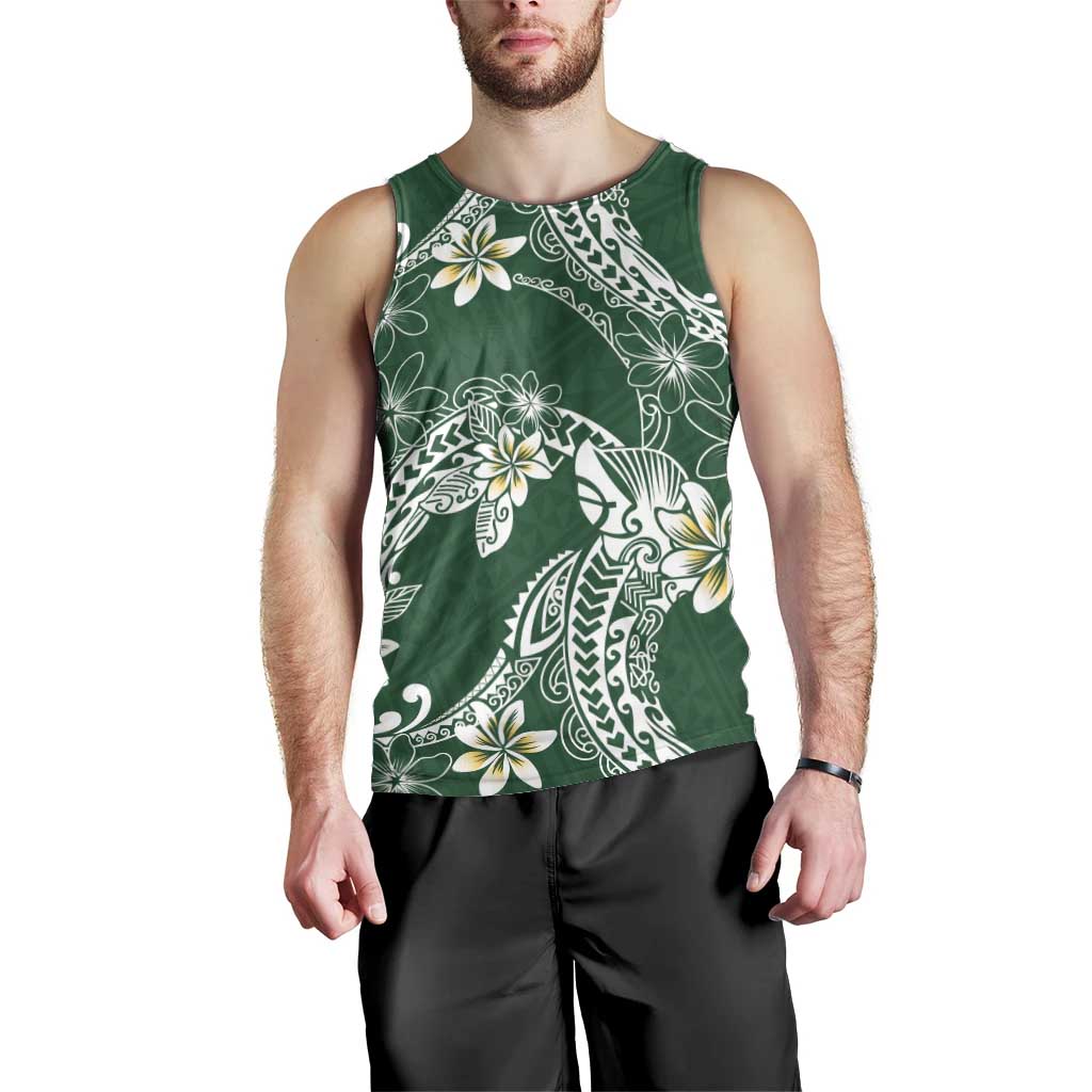 Polynesian Hawaiian Plumeria Tribal Pattern Men Tank Top Green Version LT01 - Polynesian Pride