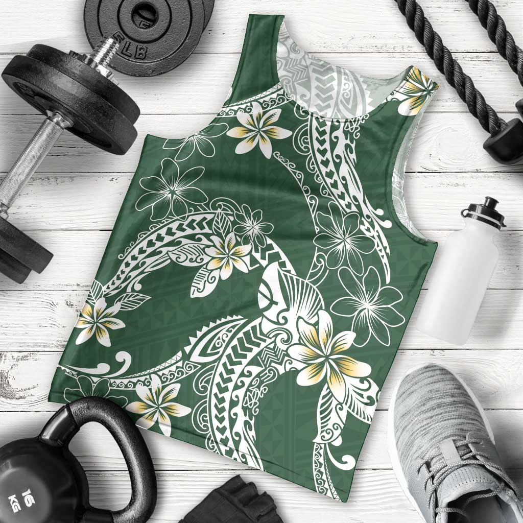 Polynesian Hawaiian Plumeria Tribal Pattern Men Tank Top Green Version LT01 - Polynesian Pride