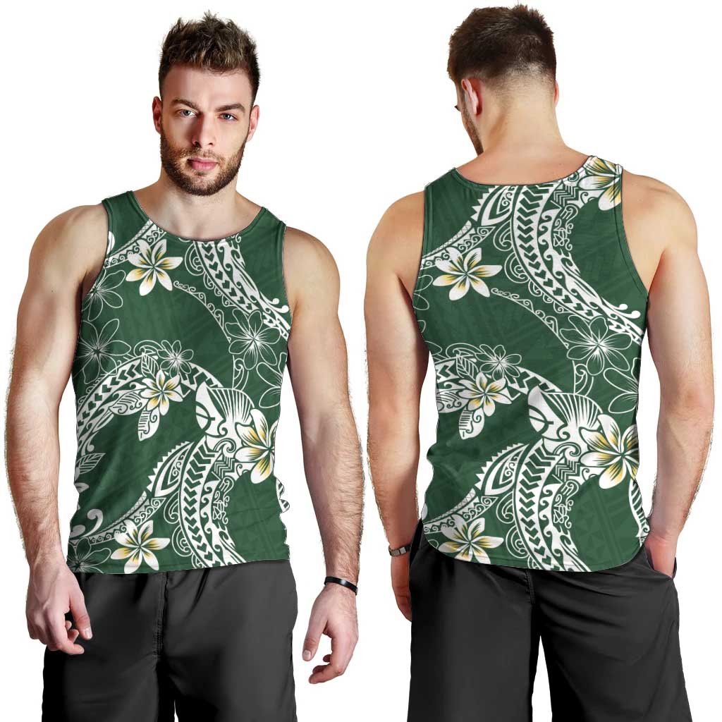 Polynesian Hawaiian Plumeria Tribal Pattern Men Tank Top Green Version LT01 - Polynesian Pride
