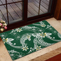Polynesian Hawaiian Plumeria Tribal Pattern Rubber Doormat Green Version LT01 - Polynesian Pride