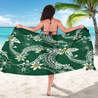 Polynesian Hawaiian Plumeria Tribal Pattern Sarong Green Version