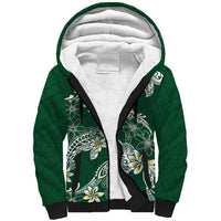 Polynesian Hawaiian Plumeria Tribal Pattern Sherpa Hoodie Green Version LT01 Unisex Green - Polynesian Pride