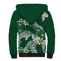 Polynesian Hawaiian Plumeria Tribal Pattern Sherpa Hoodie Green Version LT01 - Polynesian Pride