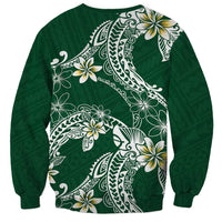 Polynesian Hawaiian Plumeria Tribal Pattern Sweatshirt Green Version LT01 - Polynesian Pride