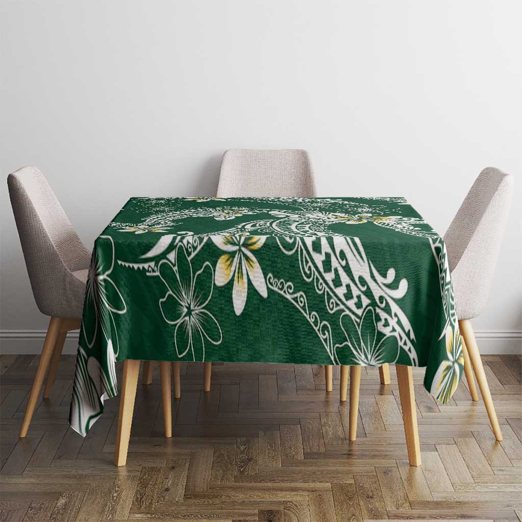 Polynesian Hawaiian Plumeria Tribal Pattern Tablecloth Green Version LT01 - Polynesian Pride