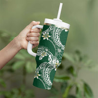 Polynesian Hawaiian Plumeria Tribal Pattern Tumbler With Handle Green Version LT01 - Polynesian Pride