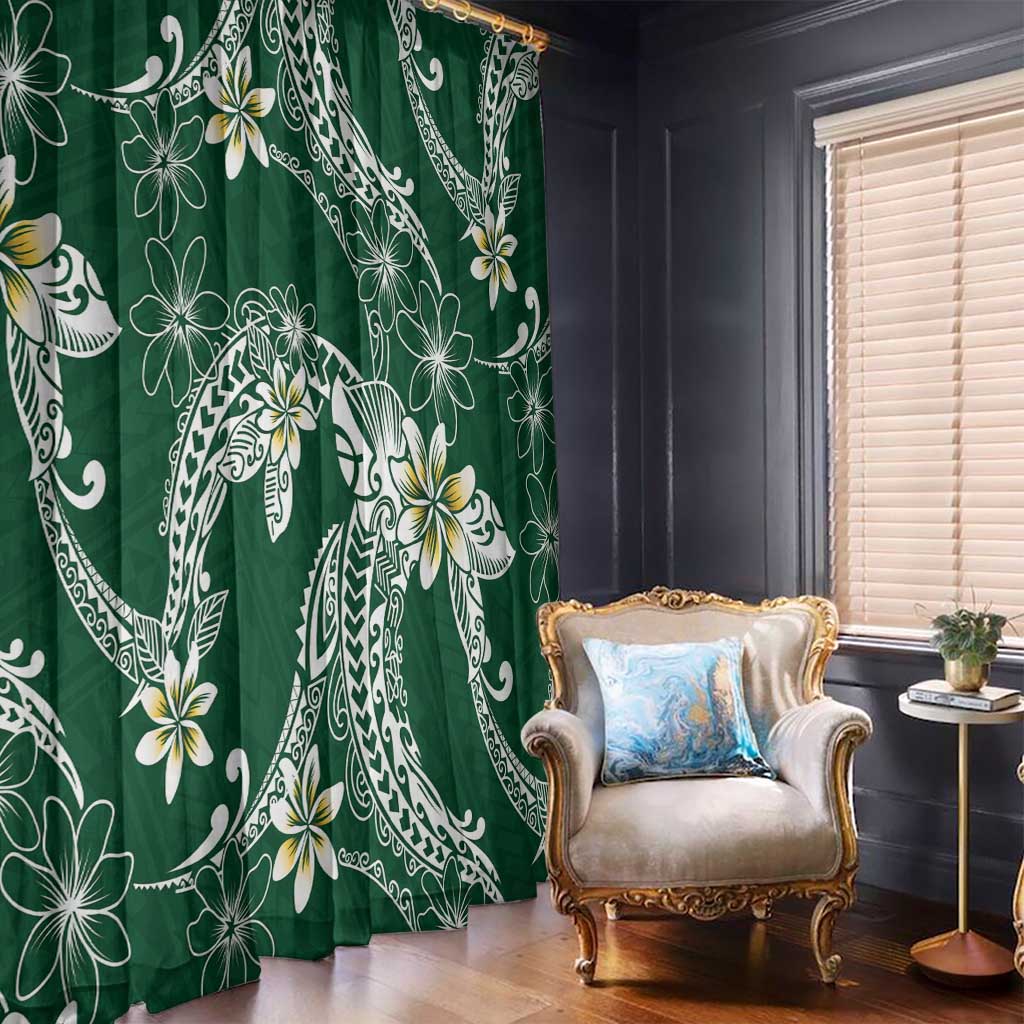 Polynesian Hawaiian Plumeria Tribal Pattern Window Curtain Green Version LT01 - Polynesian Pride